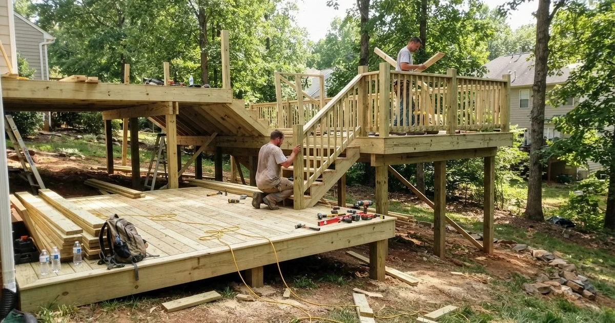 Building an elevated or multi-level deck: what to expect on a sloped Charlotte lot